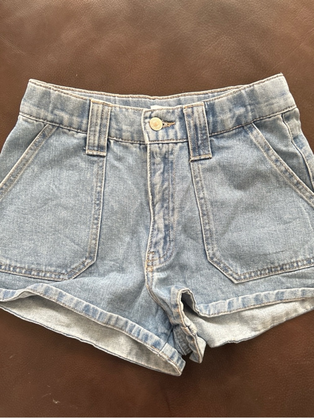 Light Blue Denim Women's High-Waist Shorts